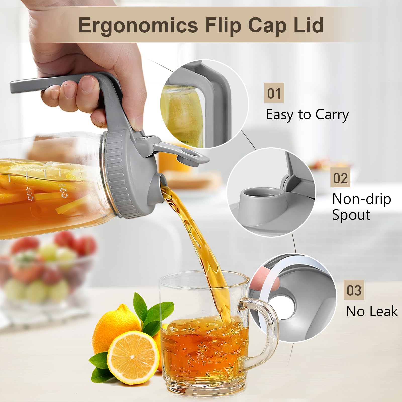 AoeJarry wide-mouth glass jar with handle for easy grip and cleaning