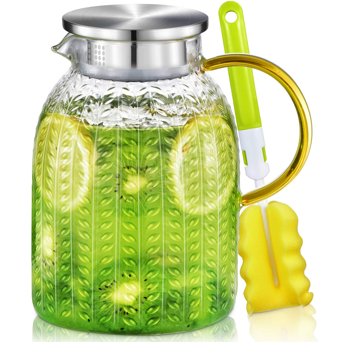 Aofmee 60oz glass pitcher with lid for hot or cold beverages