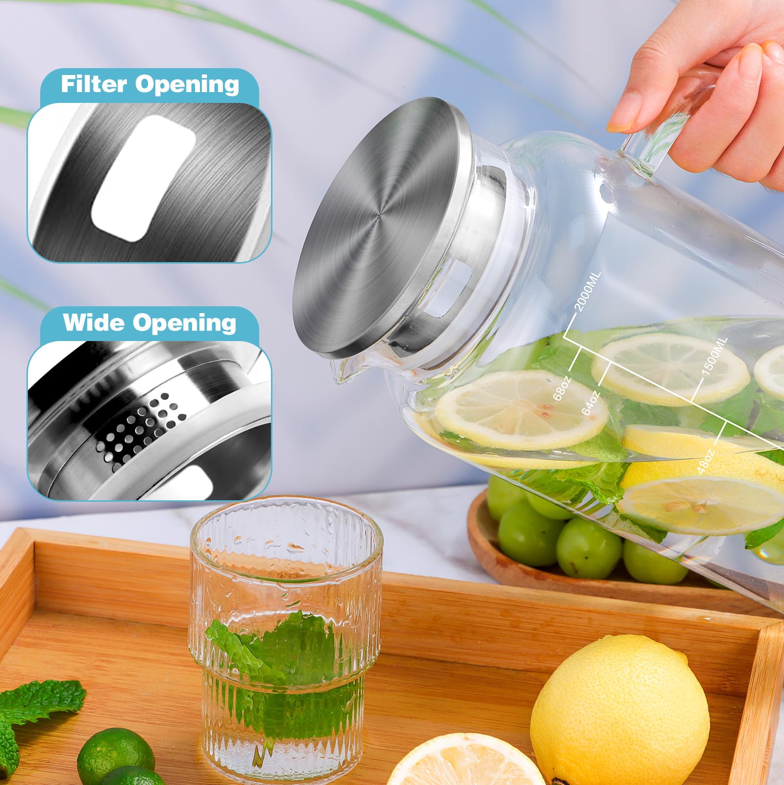 Aofmee anti-drip spout and ergonomic handle for comfortable pouring.