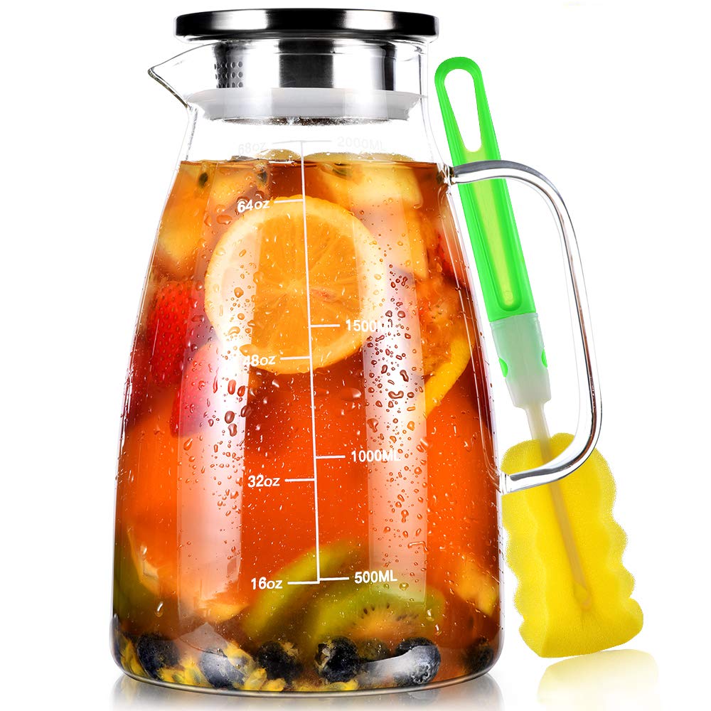 Aofmee glass pitcher with lid and scale for precise, mess-free pouring