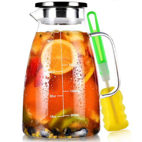 Aofmee glass pitcher with lid and scale for precise, mess-free pouring