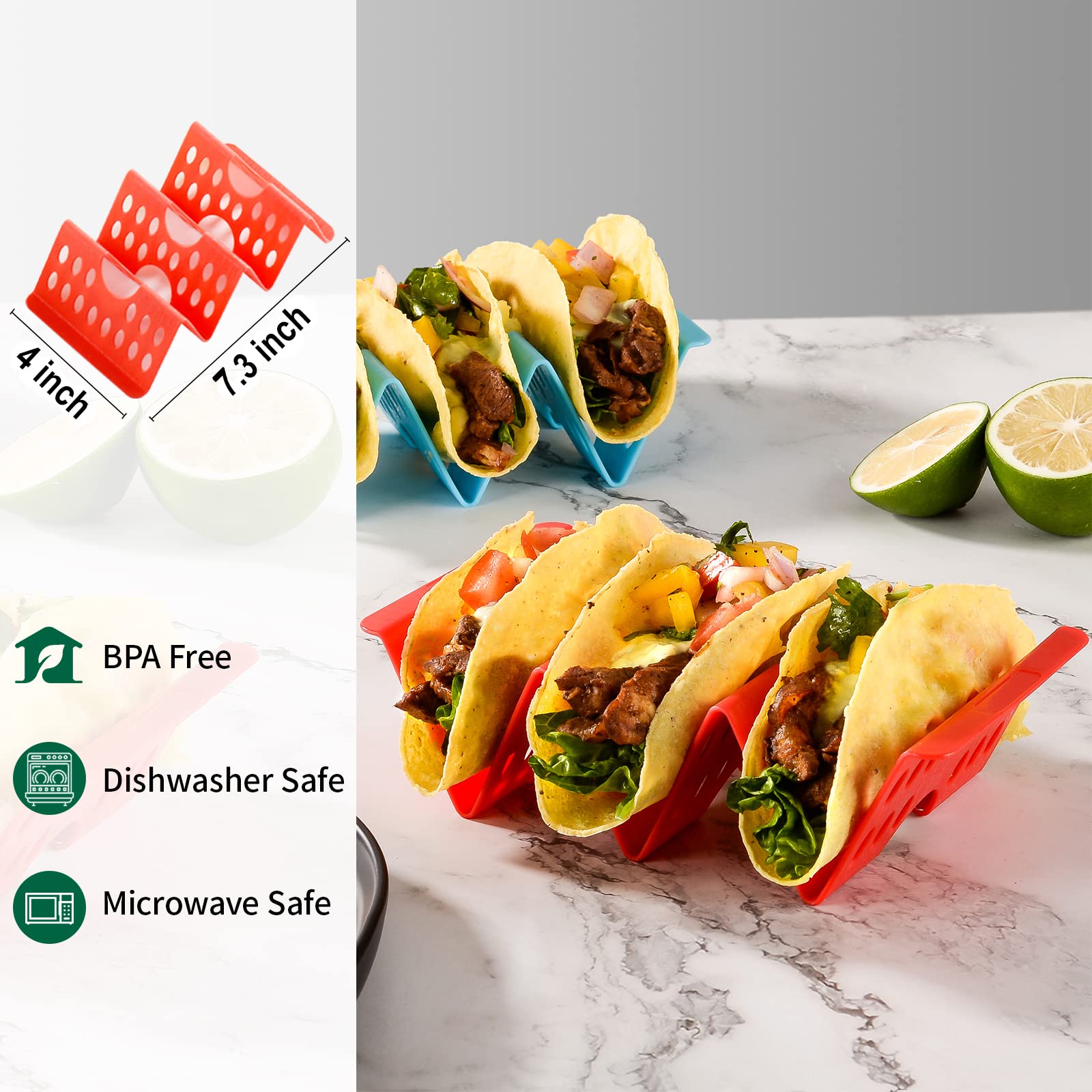 Aofure taco holders fit large plates for easy serving during dinners.