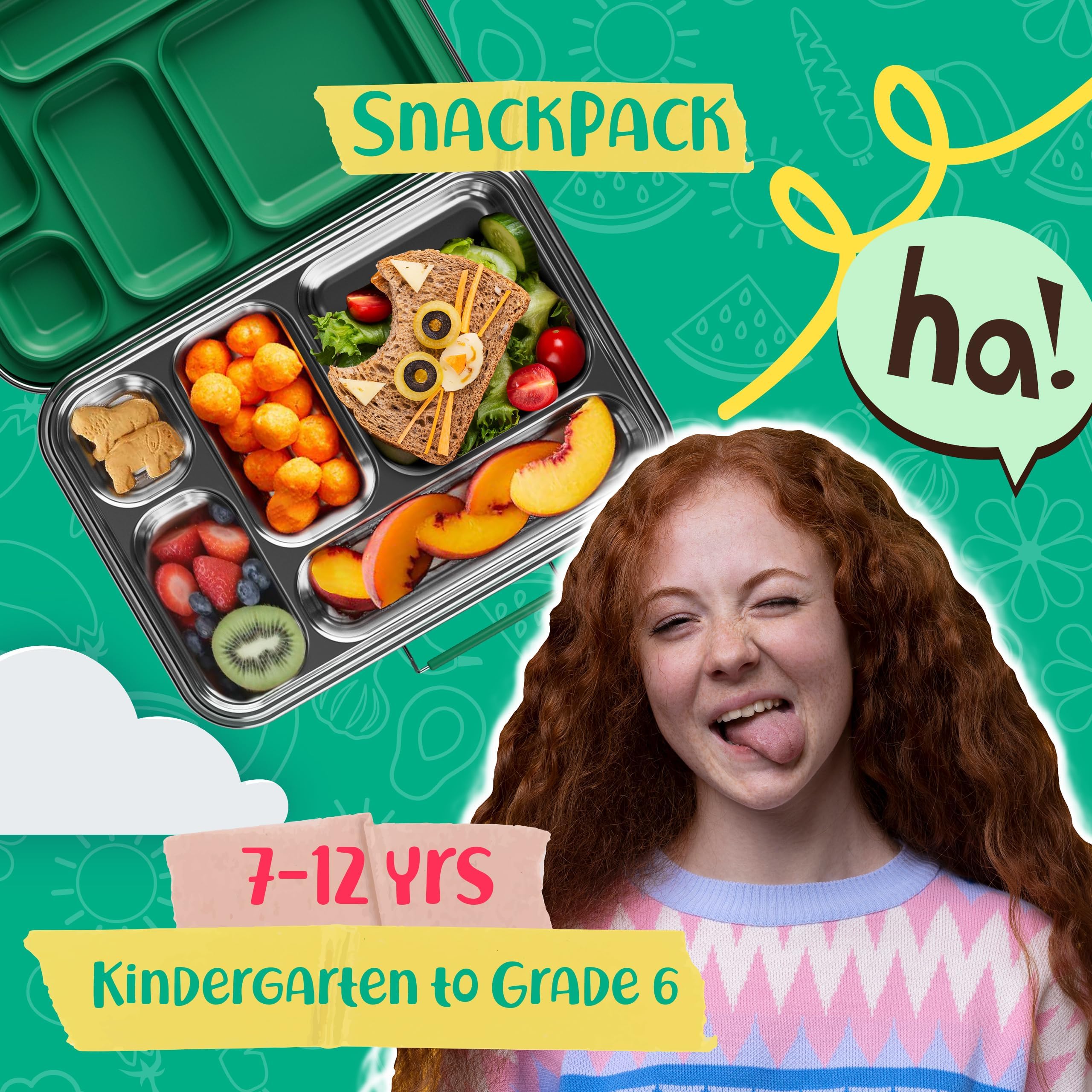 AOHEA bento box for kids with five compartments for organized meals.