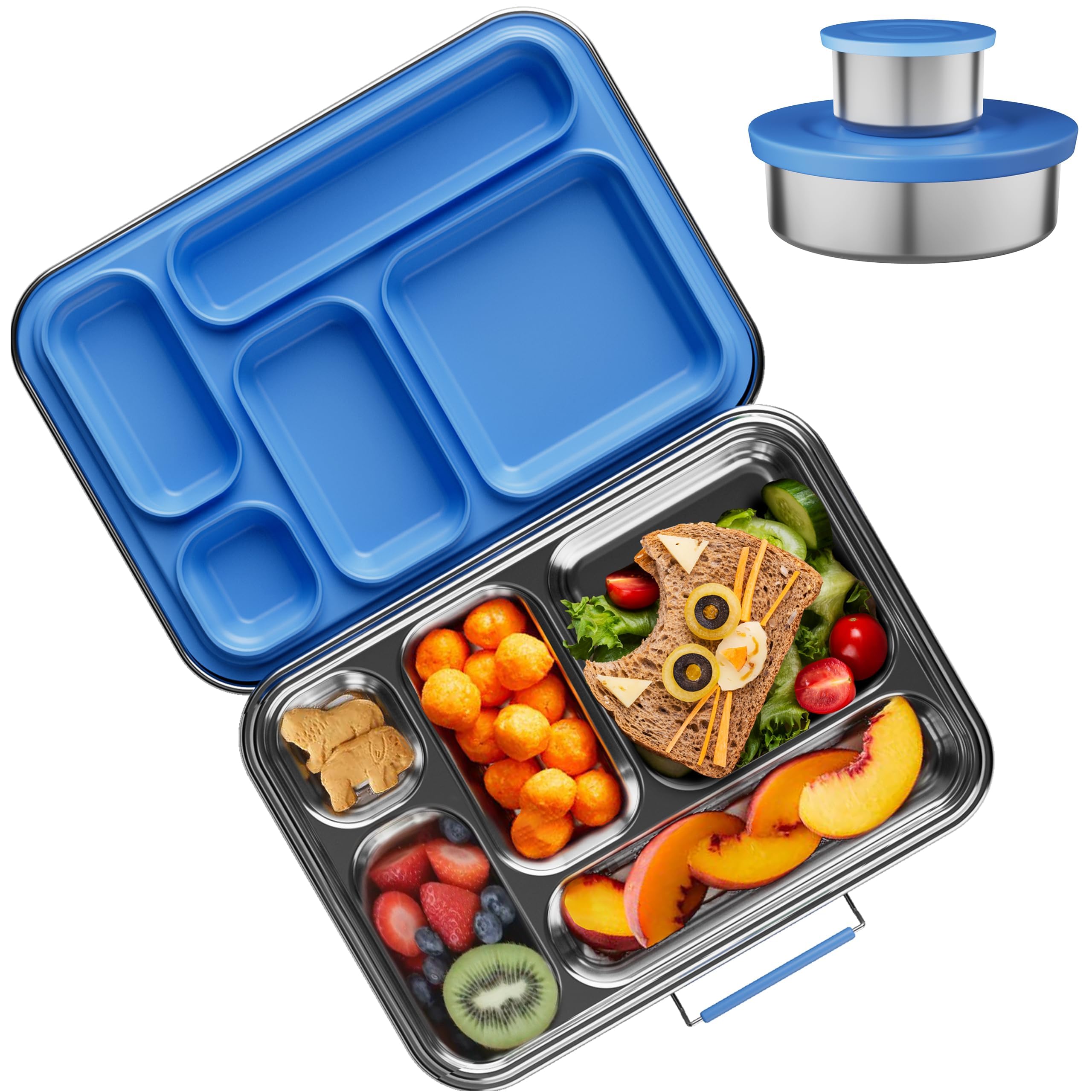 AOHEA stainless steel bento lid close-up highlighting leakproof seal for kids' lunches.