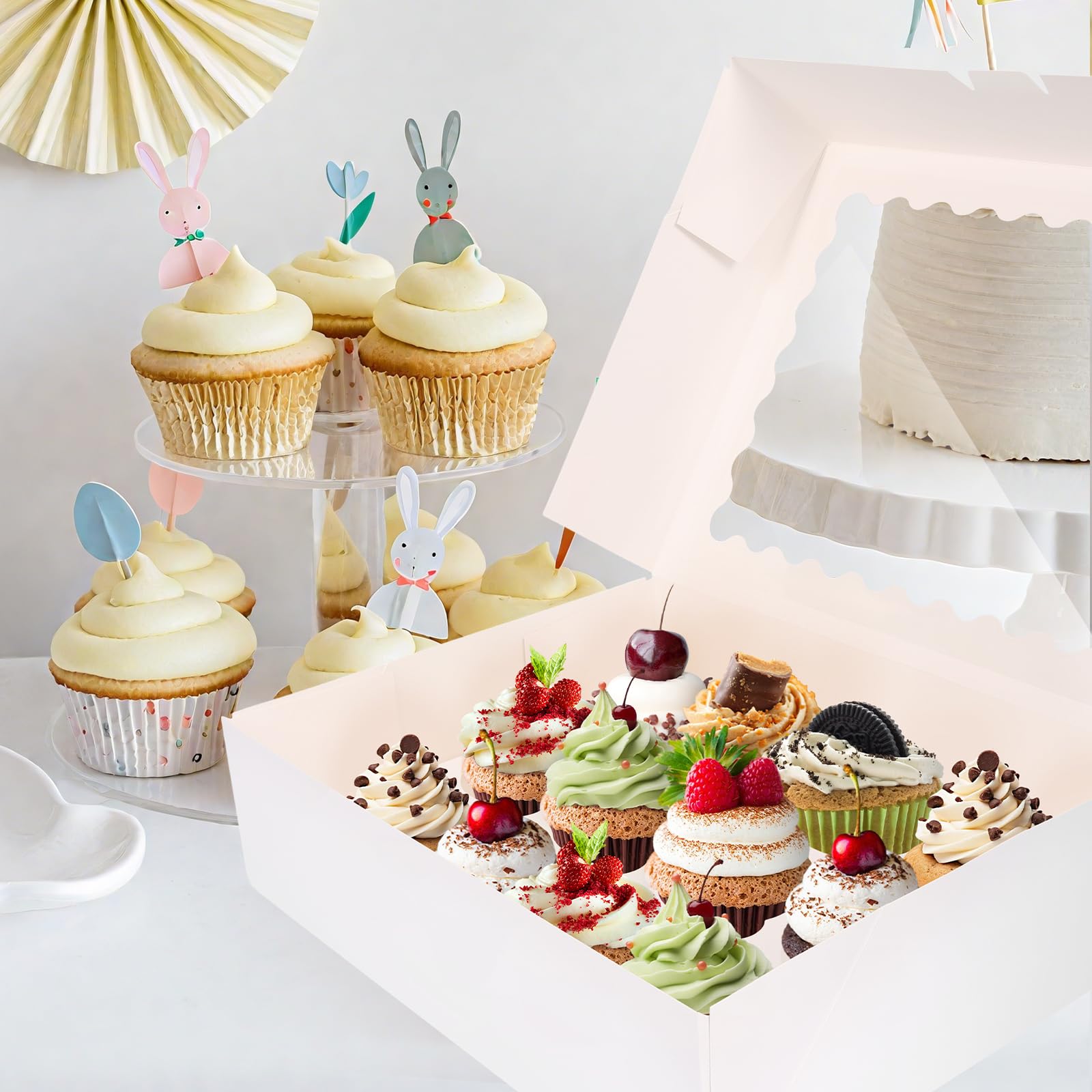 AOJOYS cupcake boxes flat assembly for quick setup without tools