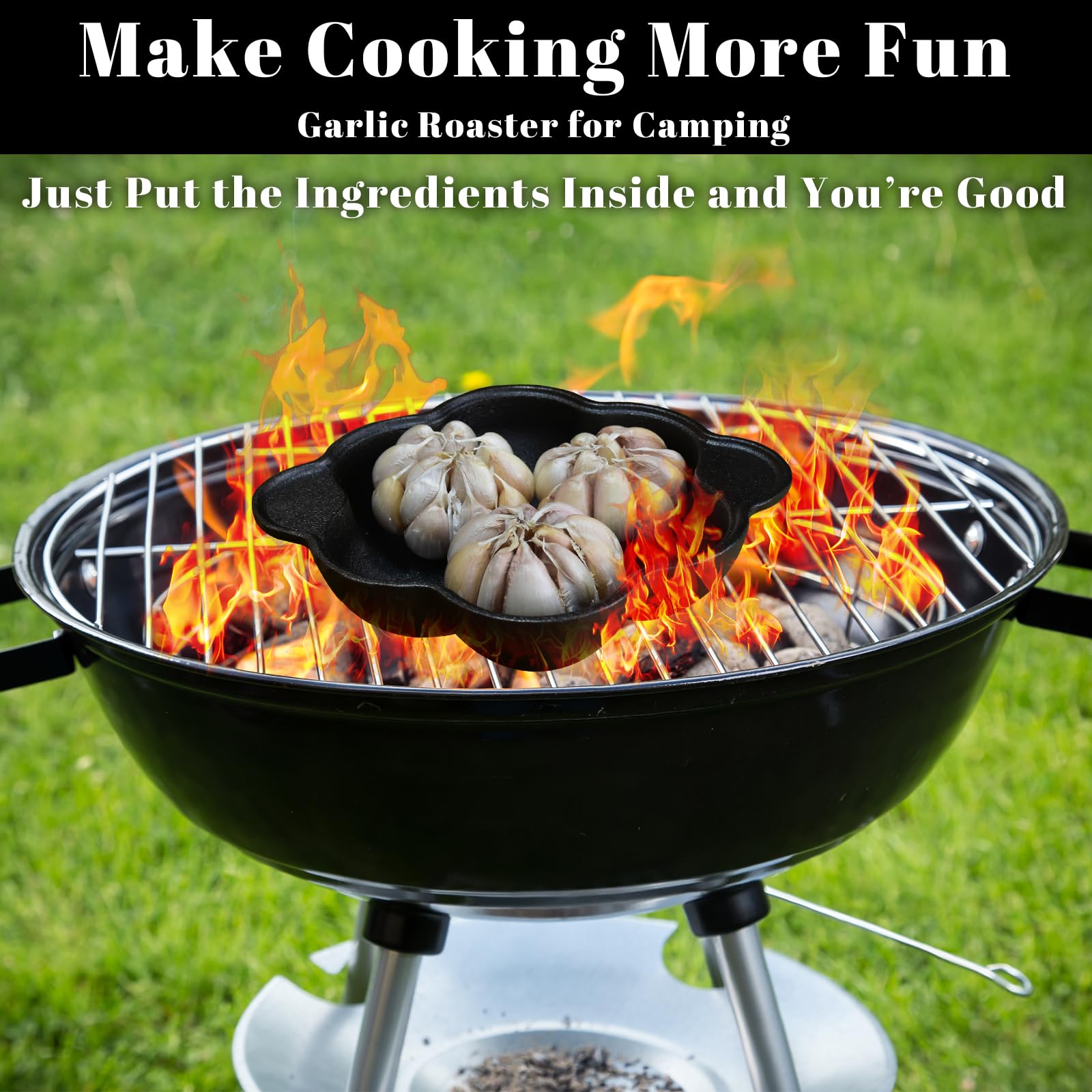 AOKDEER camping setup indicates versatile outdoor cooking on a grill.