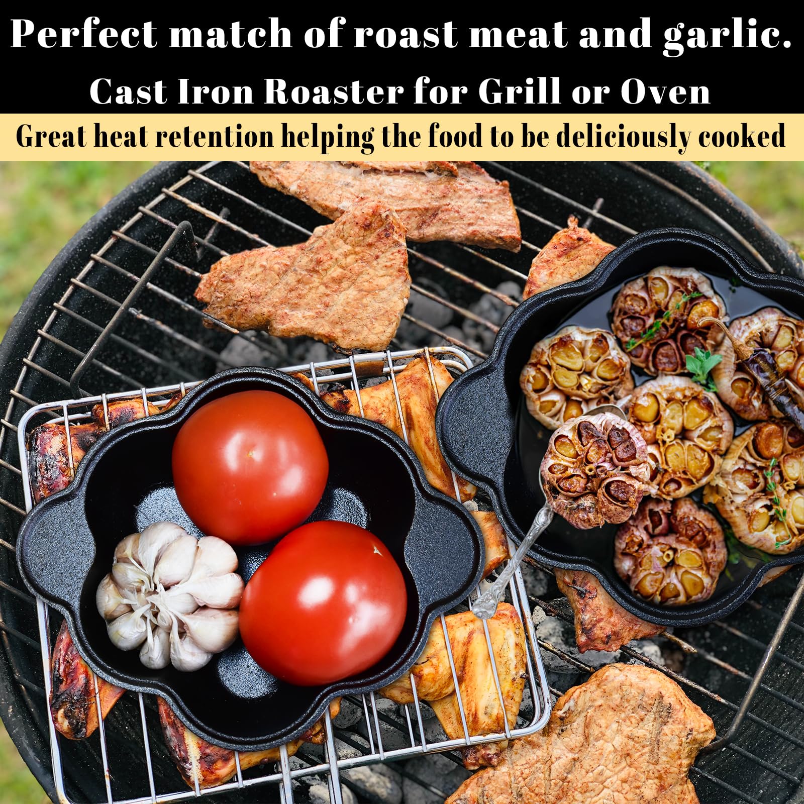 AOKDEER cast-iron dutch oven side view with lid demonstrates durable construction for outdoor cooking.