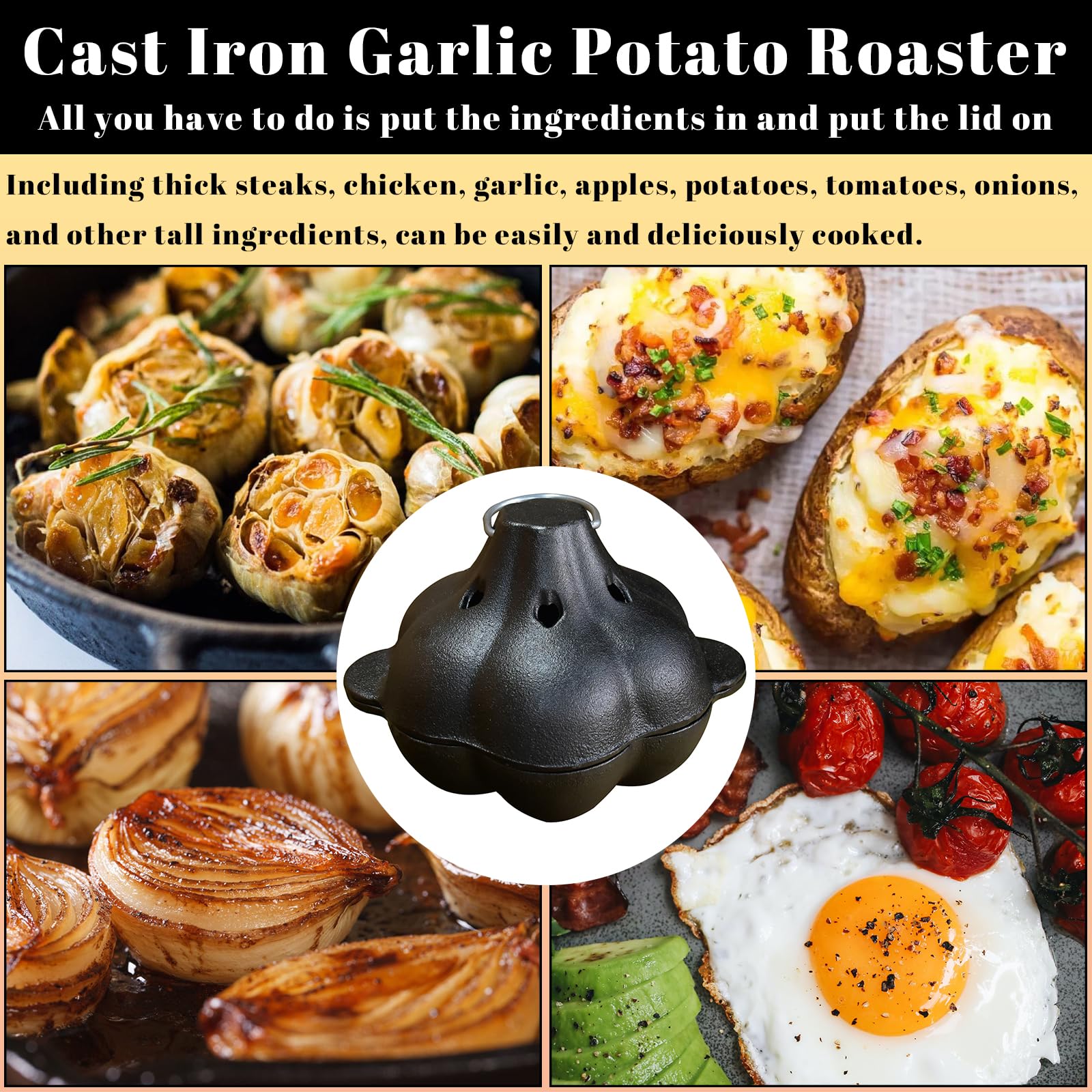 AOKDEER garlic bulbs on roaster illustrates gentle caramelization and rich aroma.