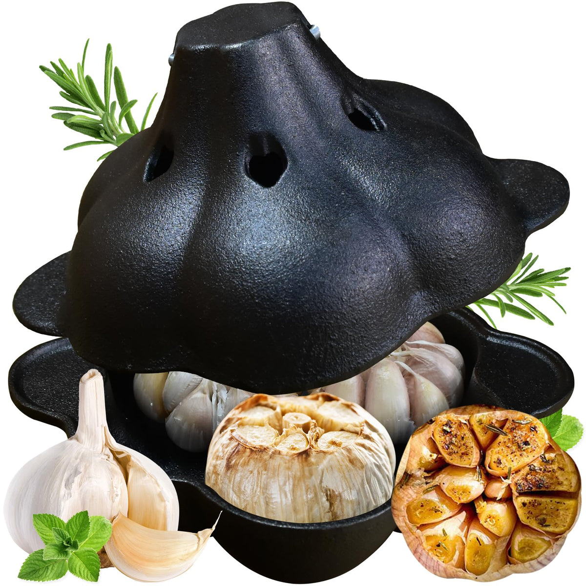 AOKDEER garlic roaster baker top view highlights even roasting and savory aroma.
