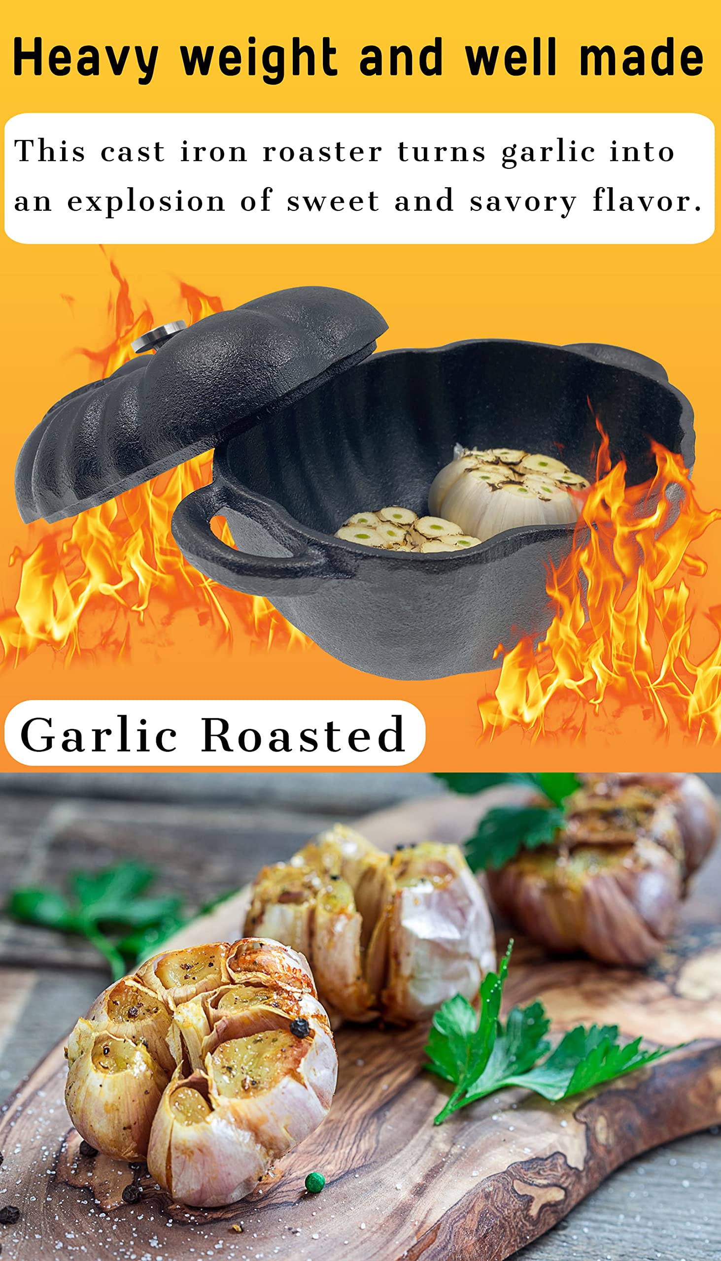 AOKDEER garlic roaster in oven demonstrates uniform browning and aroma.