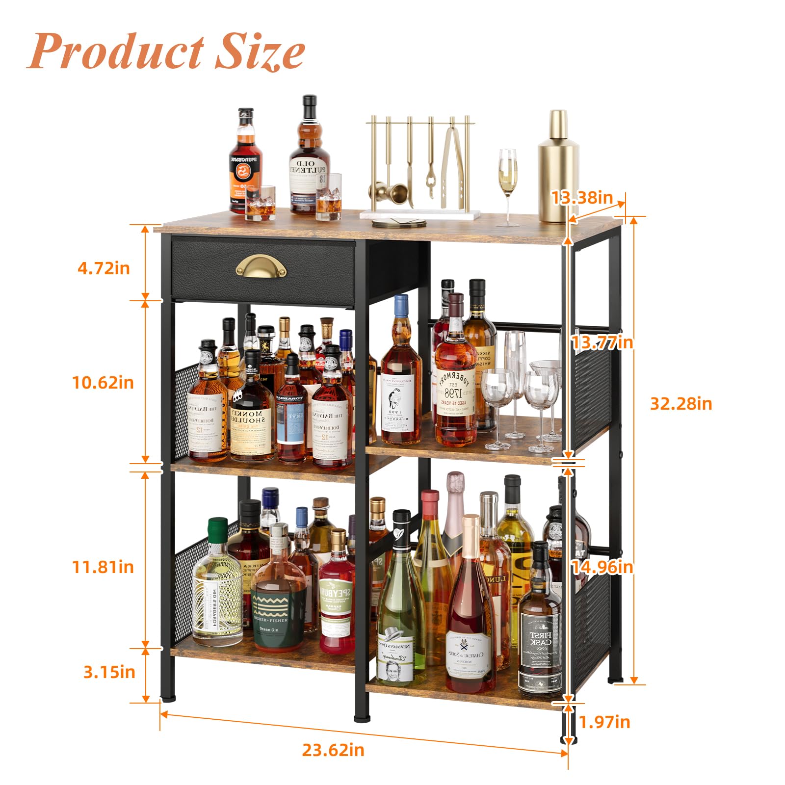 Aokitsink 5-layer mini bar with staggered shelves for varied bottles.