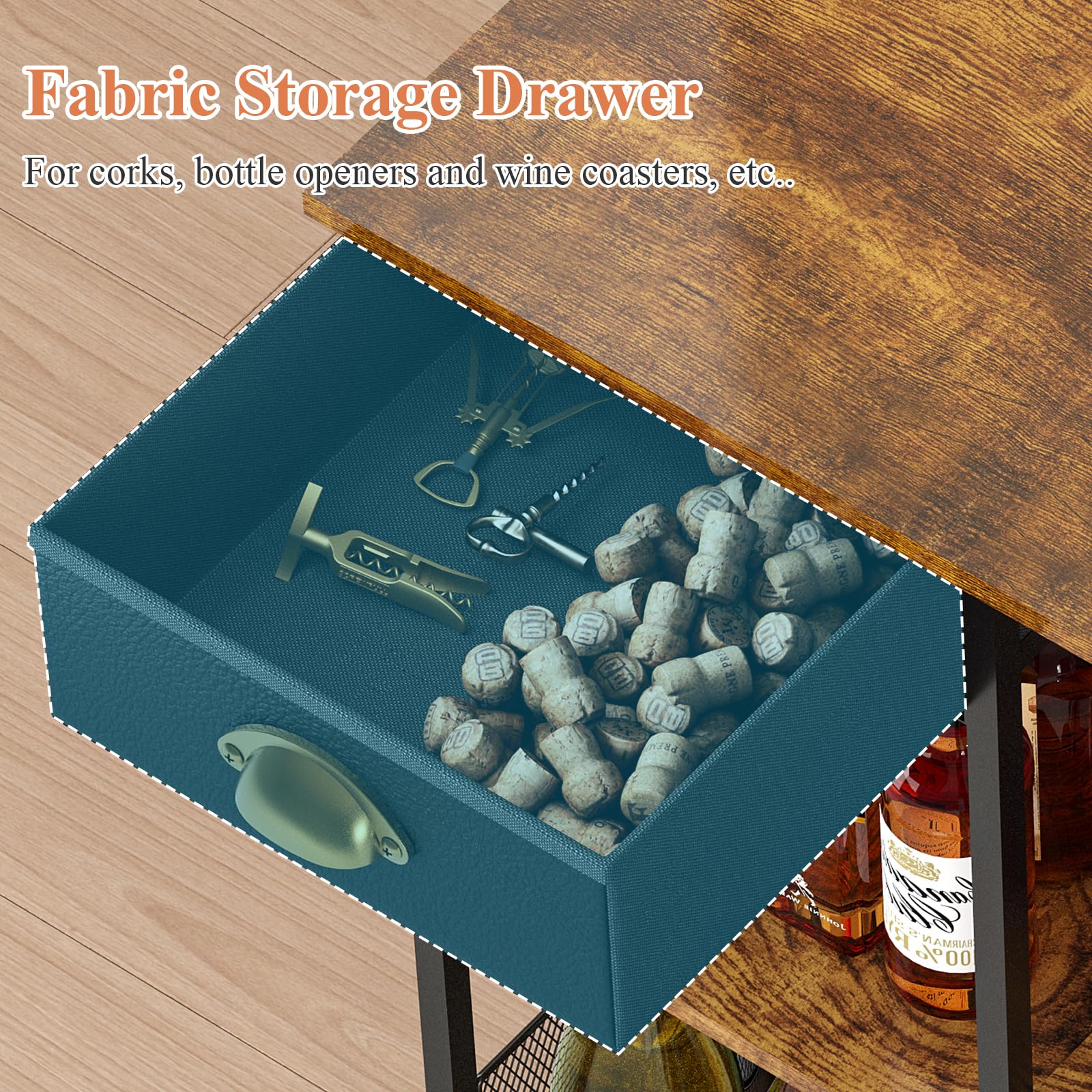 Aokitsink bar cabinet with fences for bottle safety.