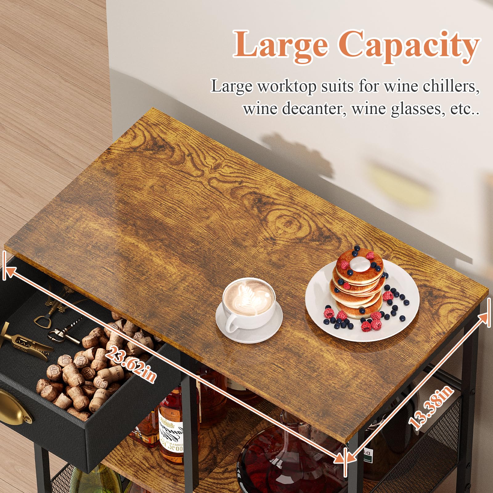 Aokitsink liquor cabinet with large desktop for extras.