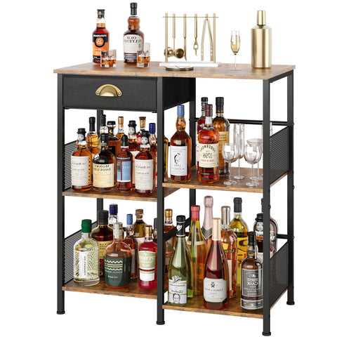 Aokitsink liquor cabinet with drawer, organized storage for tools and bottles.