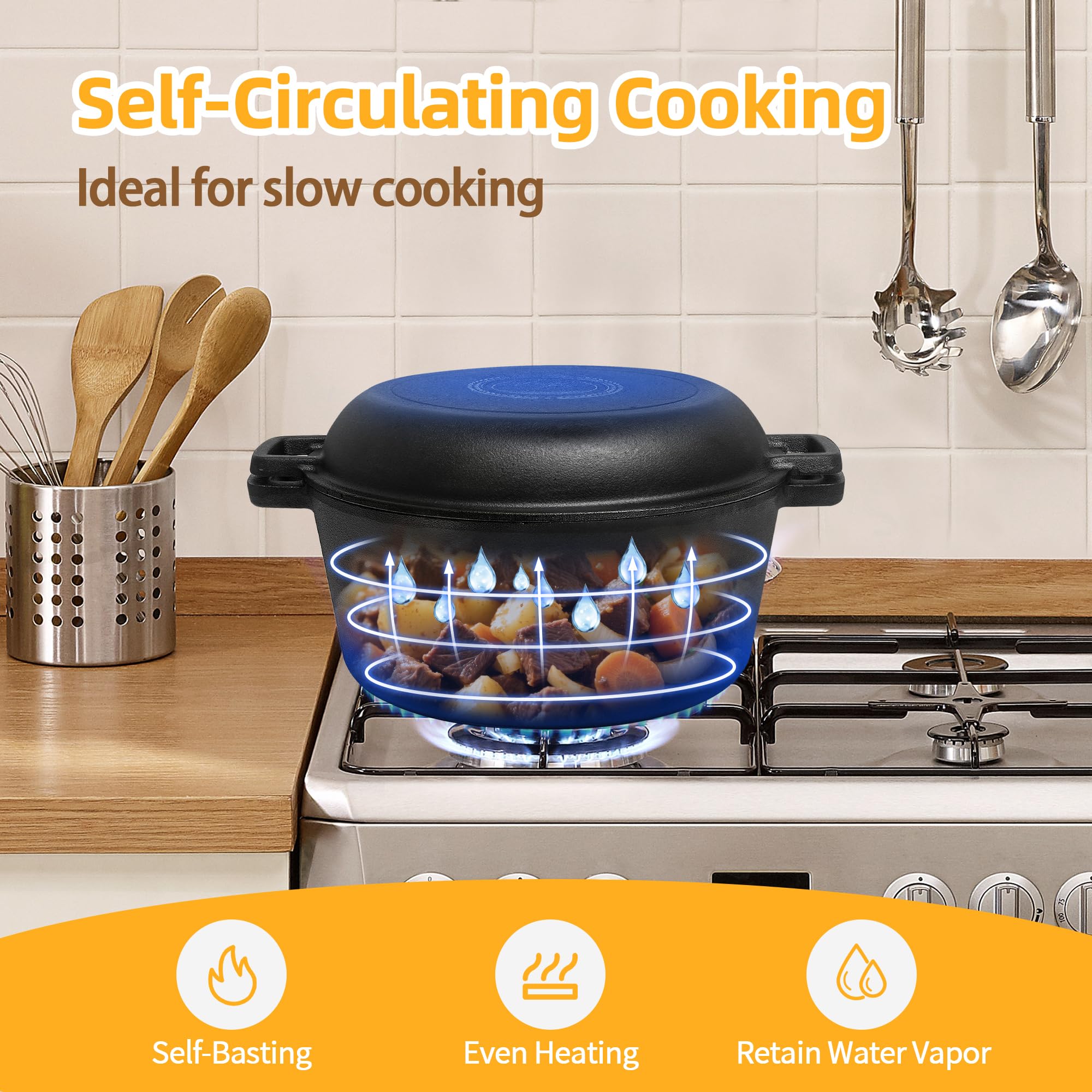 Aollewoiti cast iron suitable for camping and versatile cooking