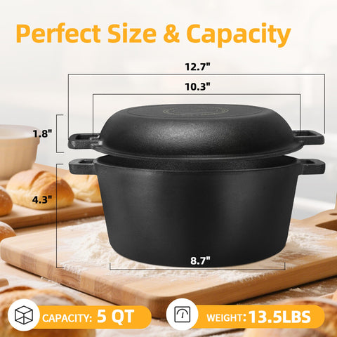 Aollewoiti Dutch oven lid converted to skillet, ideal for searing