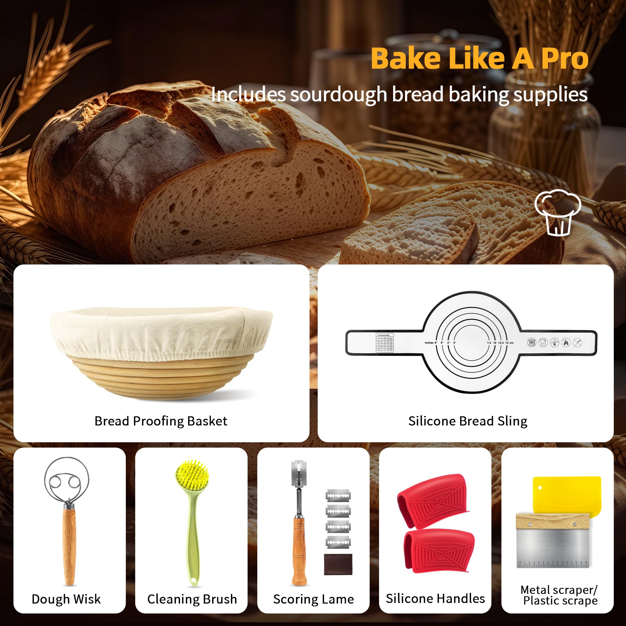Aollewoiti sourdough starter kit with proofing basket for even rise