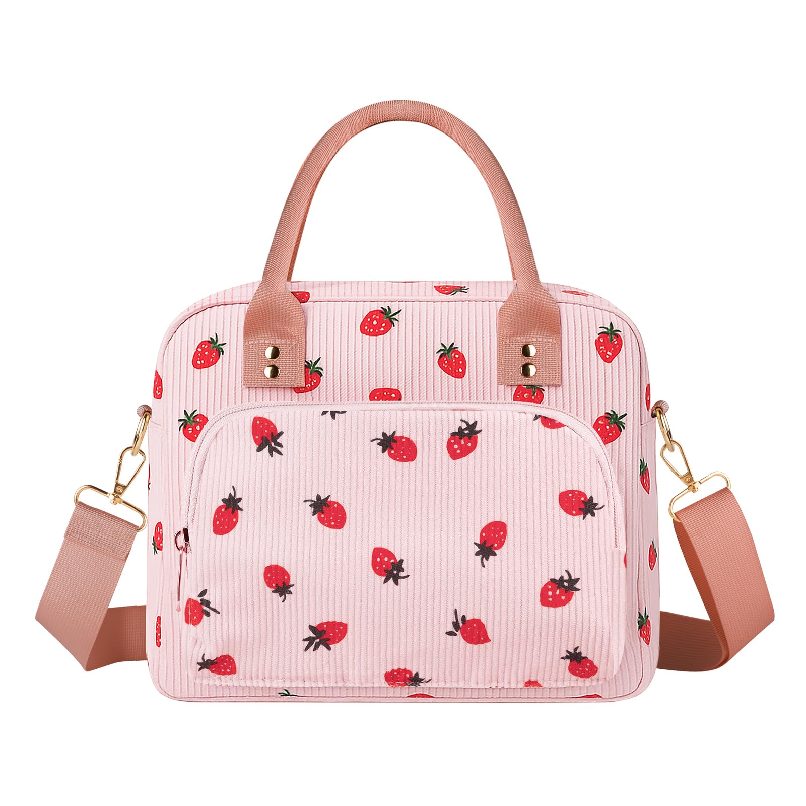 Aomeskoitoy pink strawberry lunch bag ideal for daily office lunches.