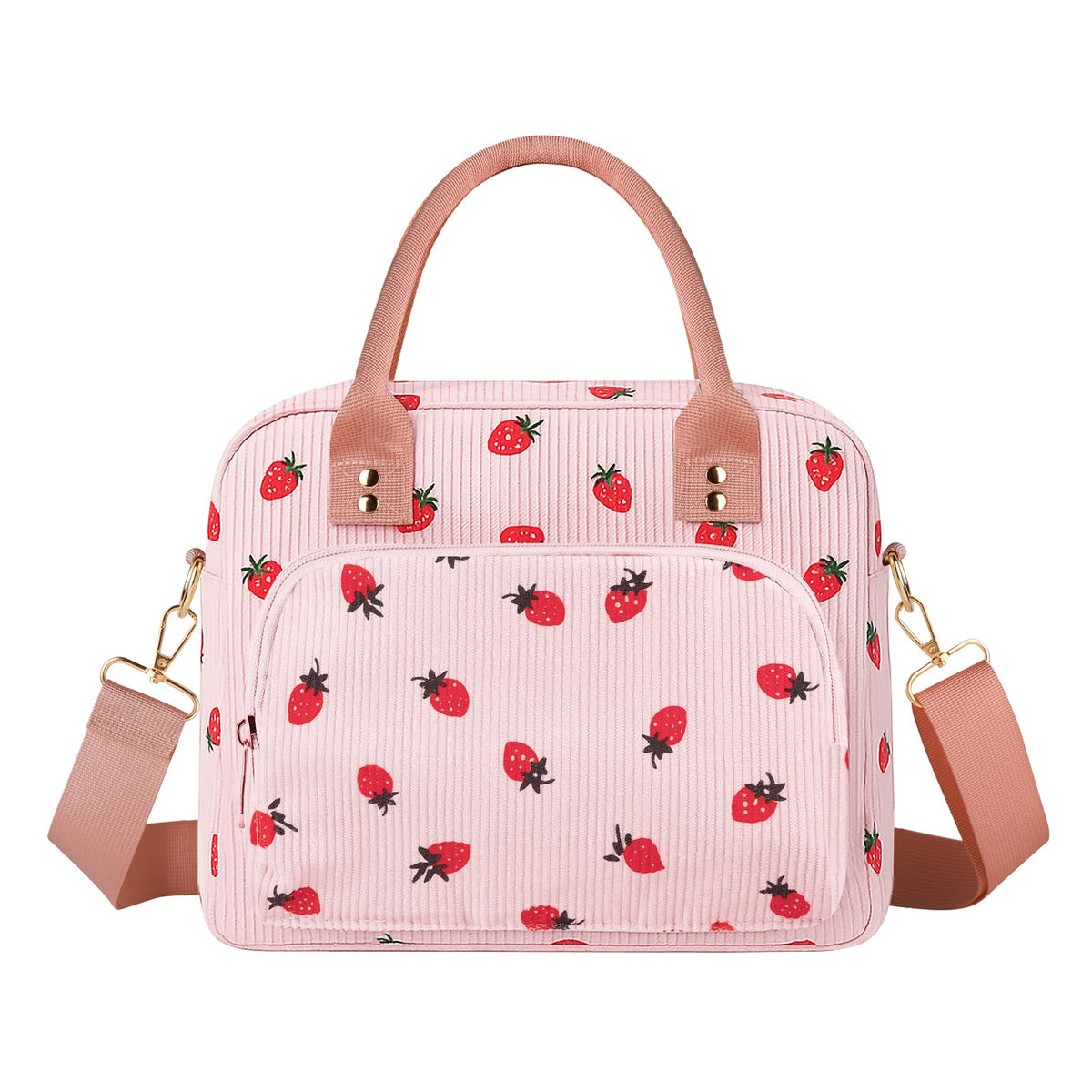 Aomeskoitoy pink strawberry lunch bag ideal for daily office lunches.