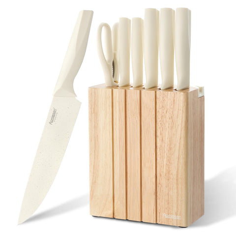 Aomiesen premium 8-piece knife set with block, organized and space-saving for a busy kitchen.