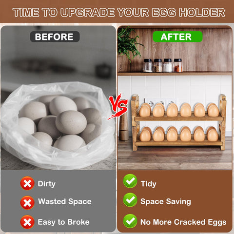 AOOHOOA 2-Tier Egg Rack displays eggs neatly for quick access.