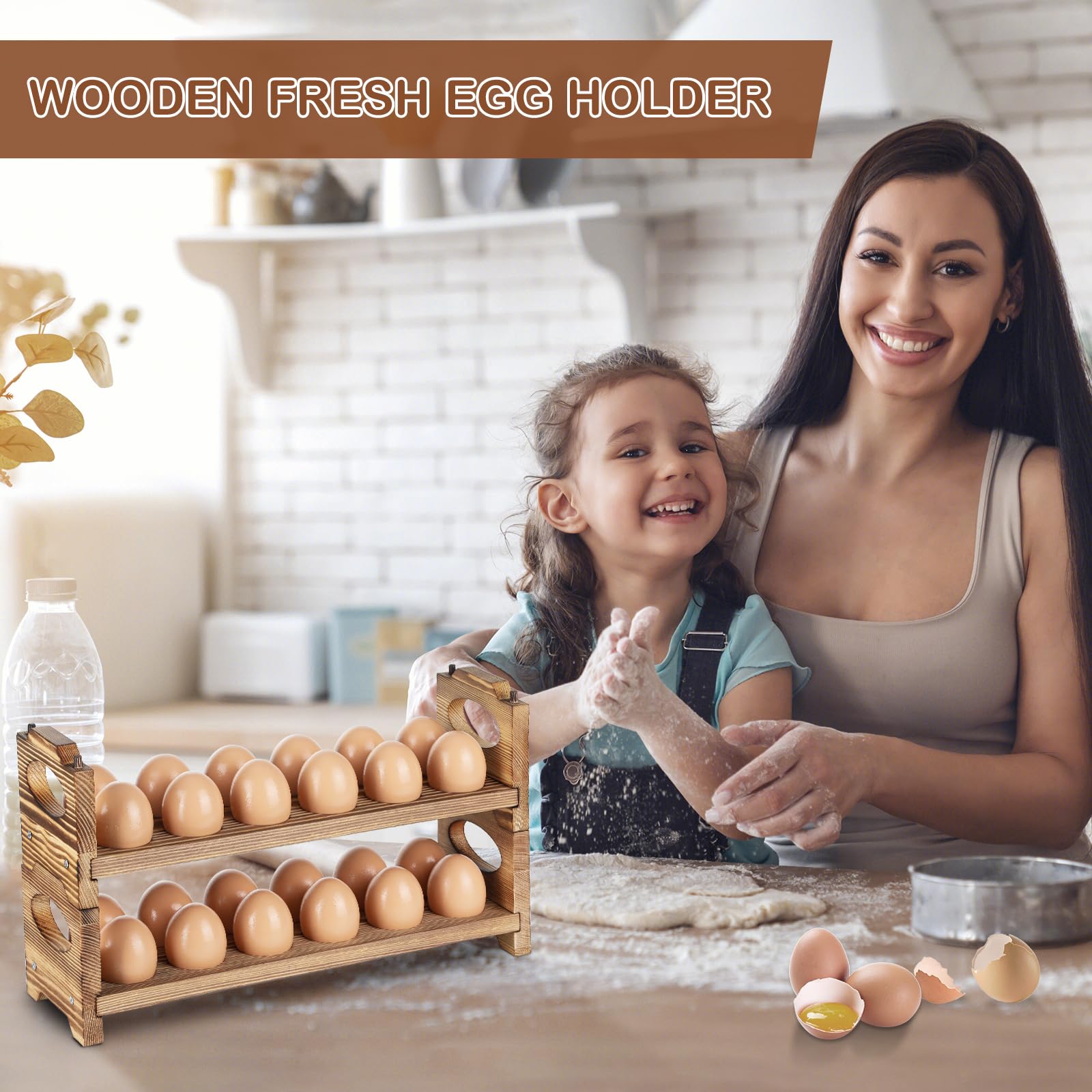 AOOHOOA Farmhouse-style rack suits chicken, duck, and other eggs.