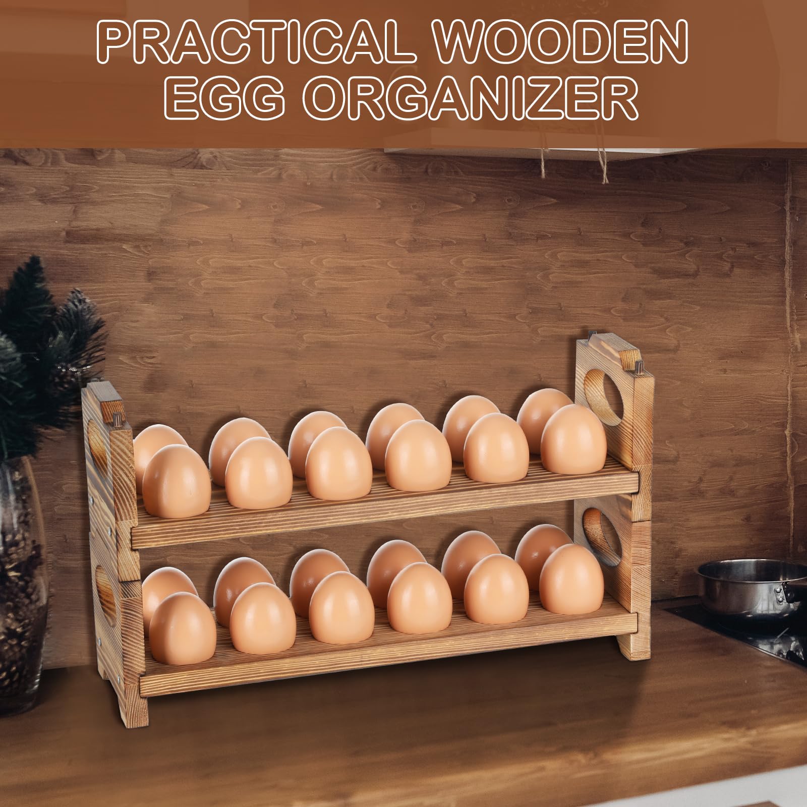 AOOHOOA Egg Holder prevents eggs from rolling away on the counter.