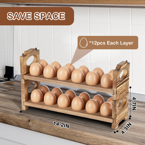 AOOHOOA Egg Storage Rack features a handy handle for portability.