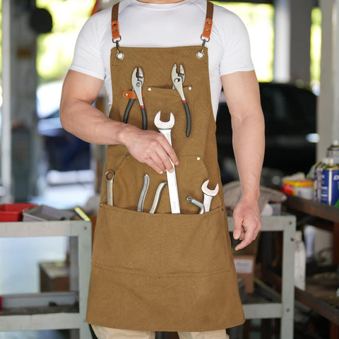 Aoomzoon 27x32 inch bib apron provides generous coverage for messier tasks