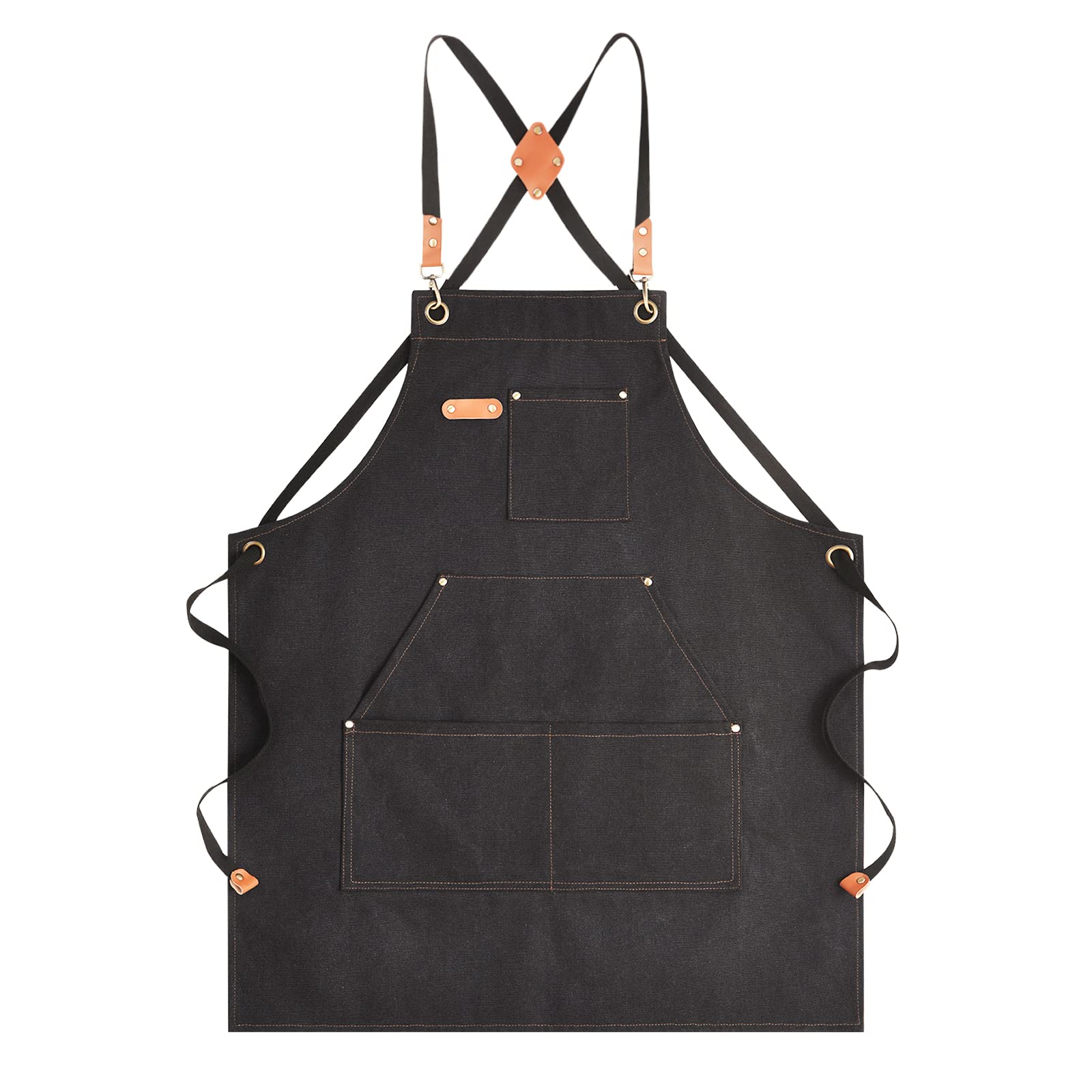 Aoomzoon canvas apron with cross-back strap for all-day cooking comfort
