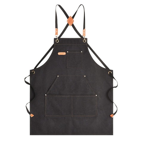Aoomzoon canvas apron with cross-back strap for all-day cooking comfort