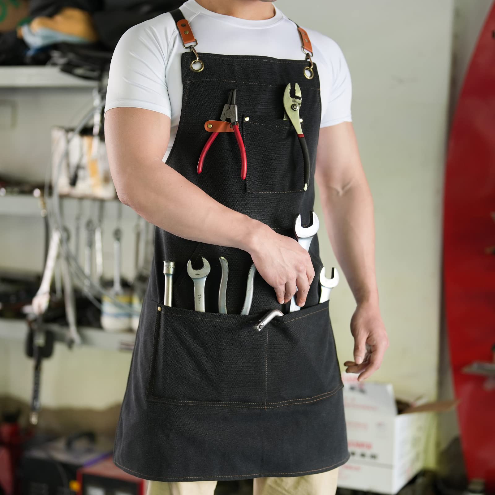Aoomzoon heavy-duty canvas apron 27x32 inches for full coverage