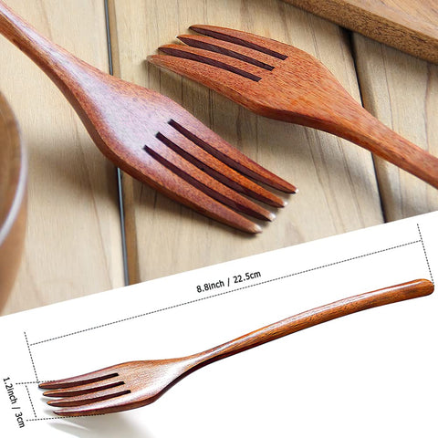 AOOSY Nanmu wood forks handmade finish durable for cooking and serving