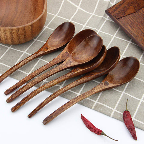 AOOSY wooden spoon with long handle provides a cool, safe grip while cooking.