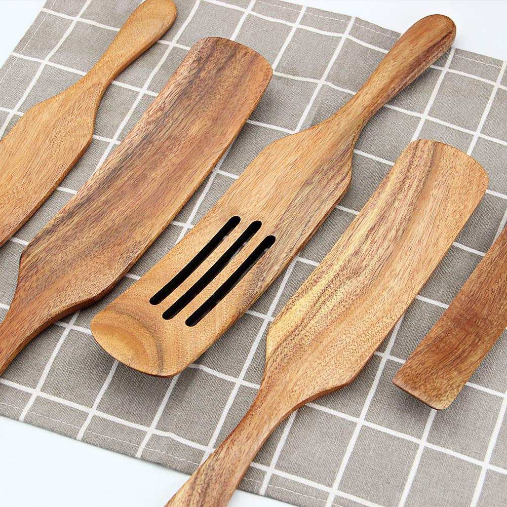 AOOSY wooden spurtle set flat spatula small for delicate tasks