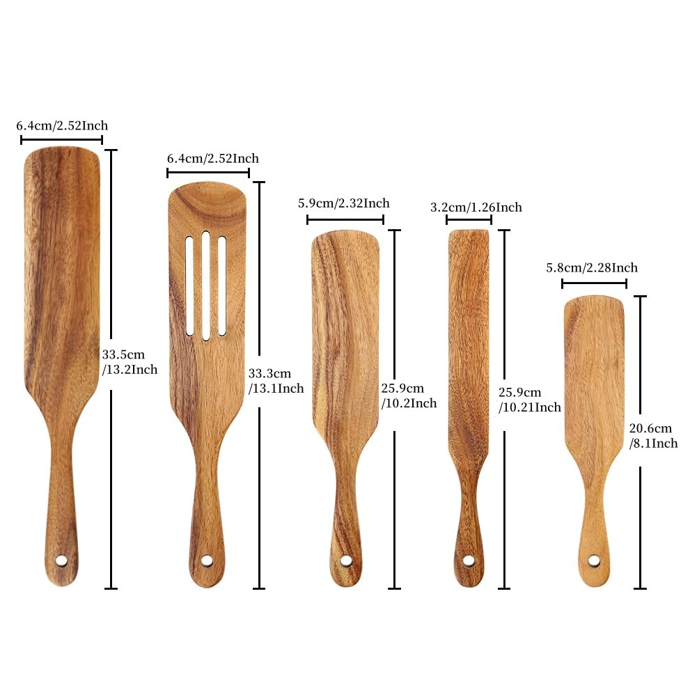AOOSY wooden spurtle set in a kitchen setup for versatile cooking