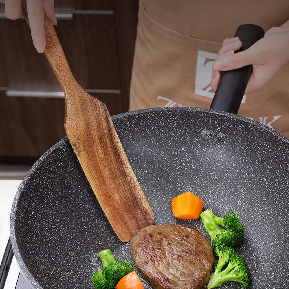 AOOSY wooden spurtle set slotted spatula for draining liquids