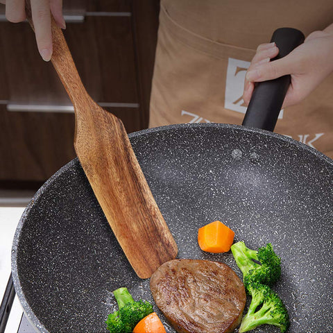 AOOSY wooden spurtle set slotted spatula for draining liquids