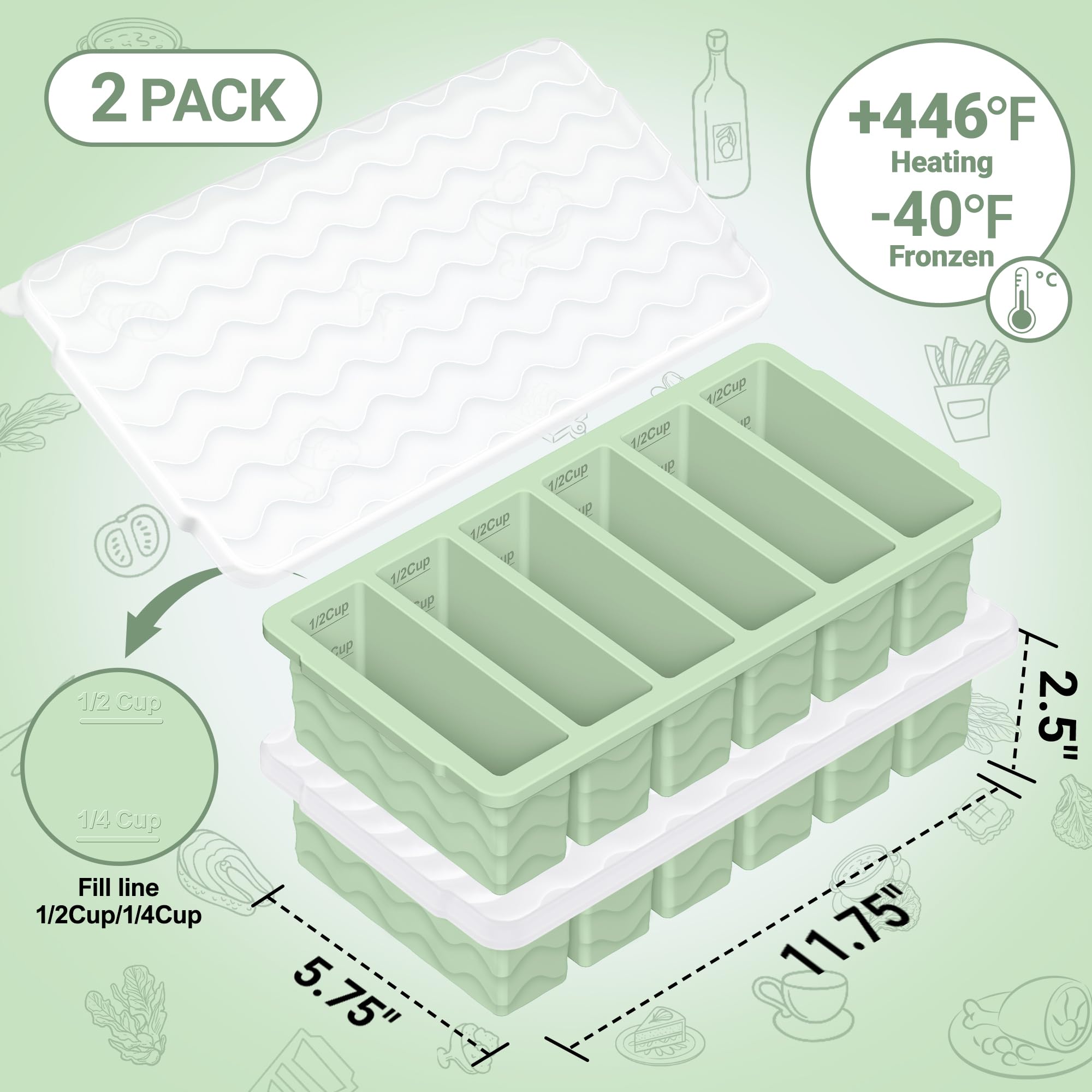 Aopigavi two-tray set showing six 1/2-cup portions for meal prep.