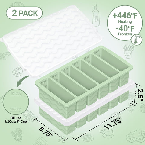 Aopigavi two-tray set showing six 1/2-cup portions for meal prep.