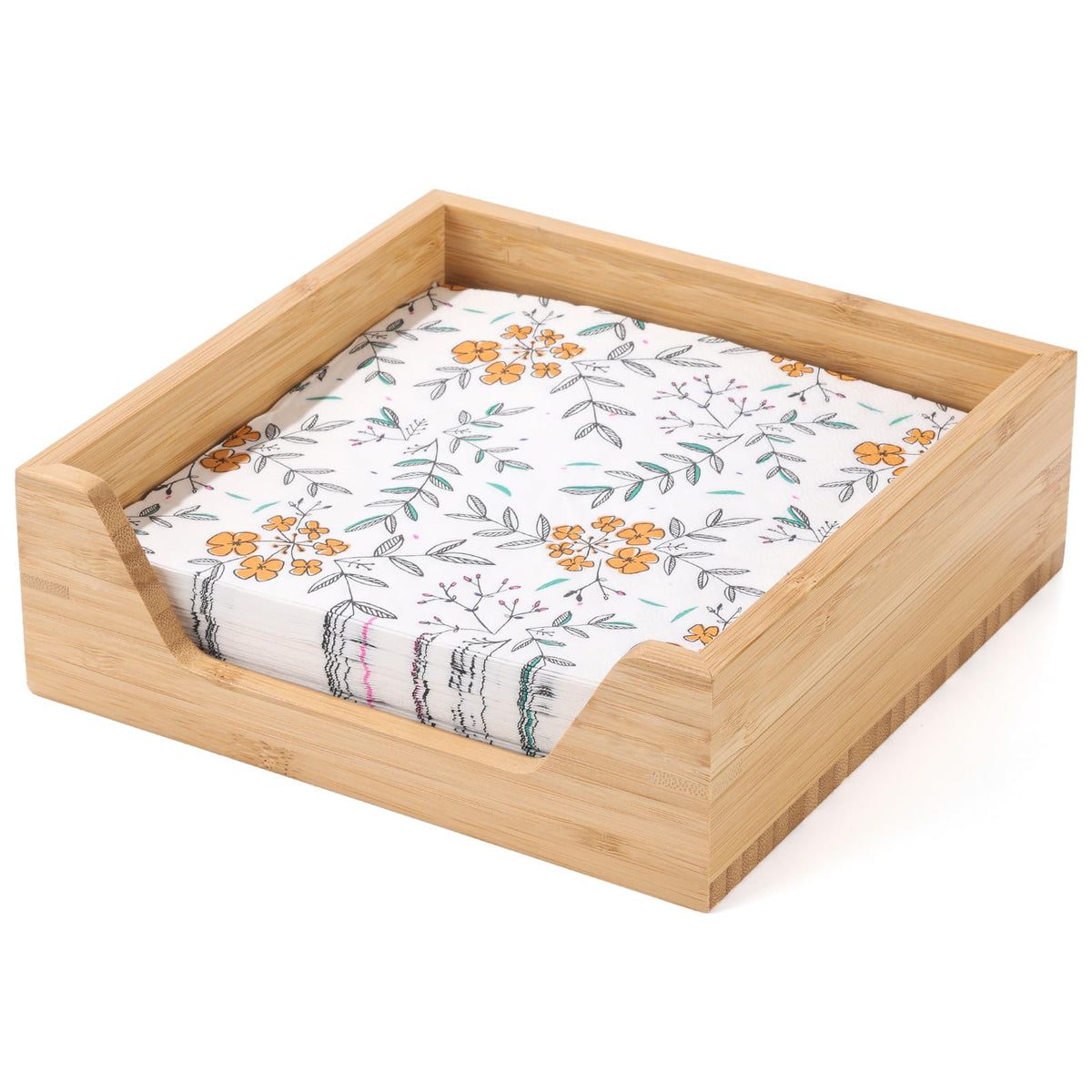 Aoravvik bamboo napkin holder top view keeps napkins neatly organized