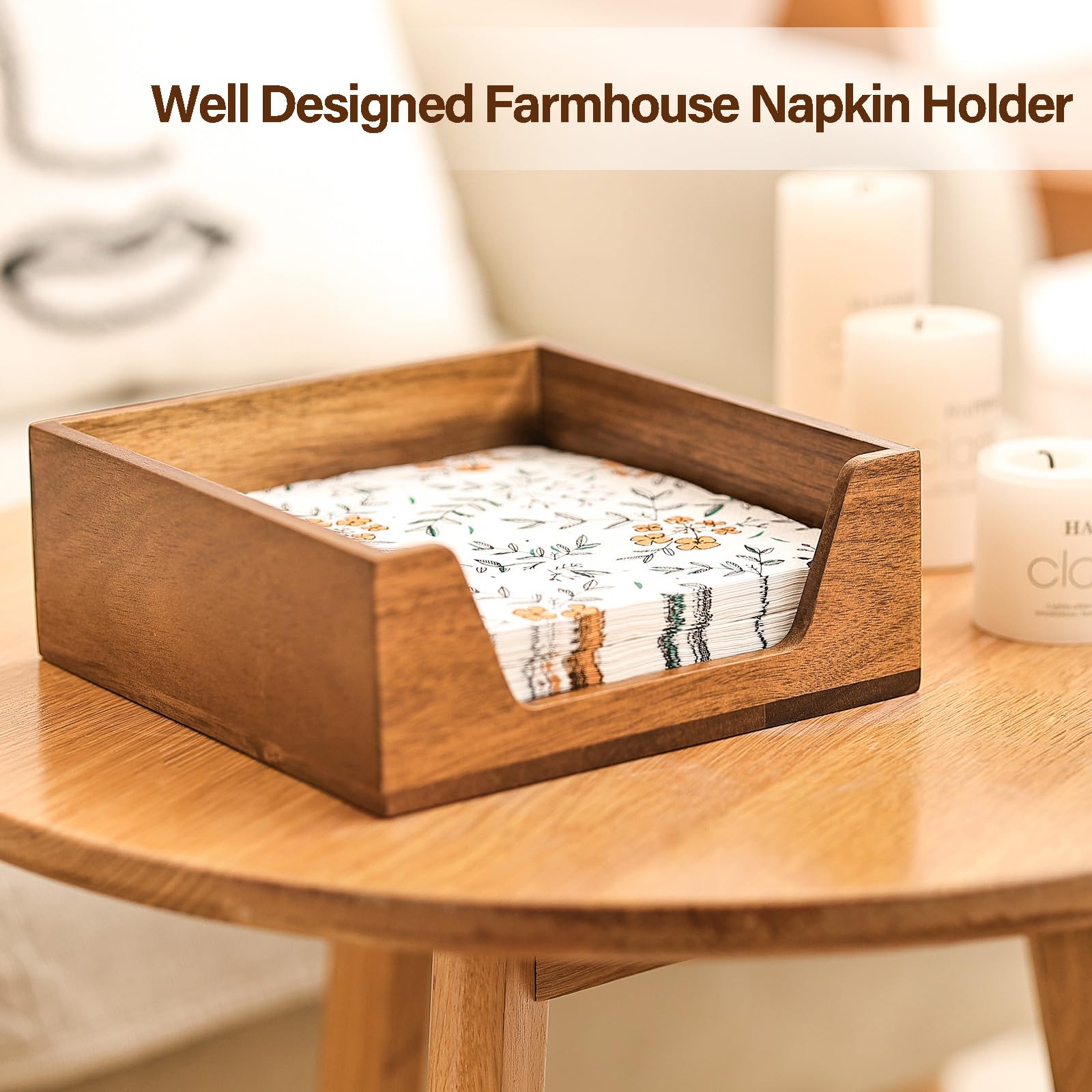 Aoravvik napkin holder on countertop keeps napkins organized and accessible