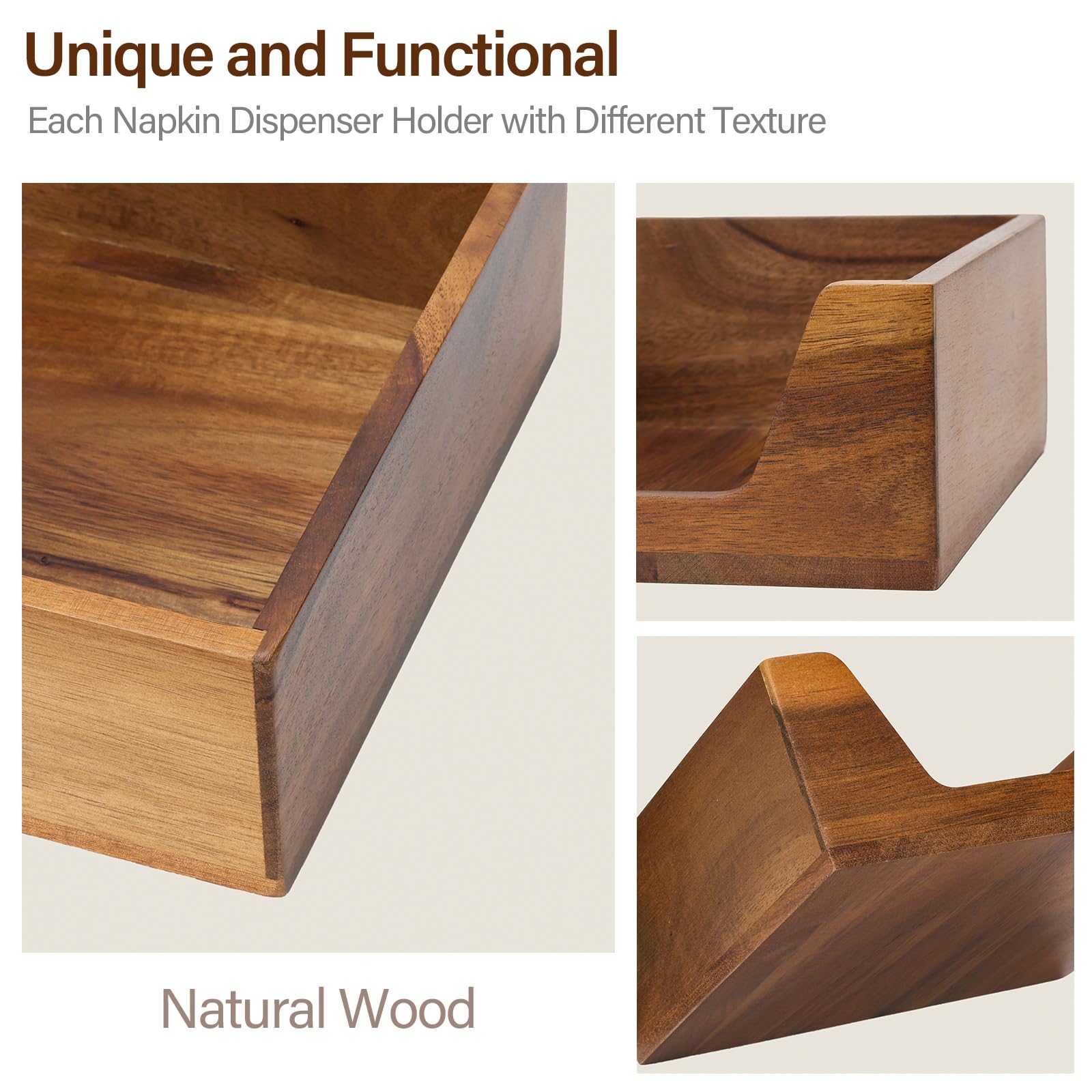 Aoravvik natural acacia wood napkin holder adds warmth to countertops