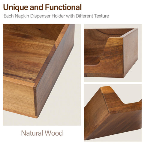 Aoravvik natural acacia wood napkin holder adds warmth to countertops