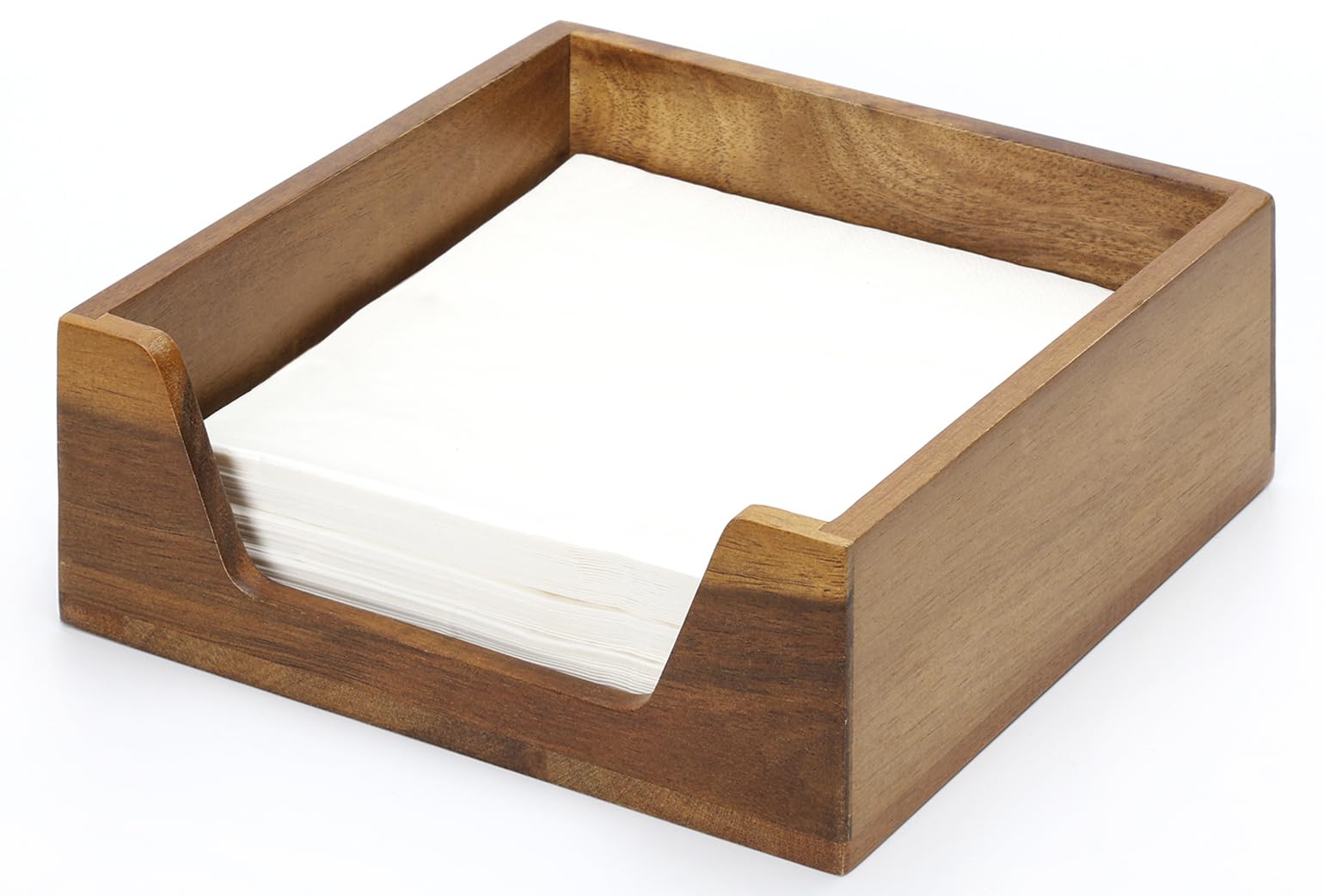 Aoravvik napkin holder on table in natural acacia wood for rustic dining