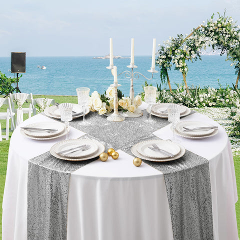 Aormenzy party dining ambiance enhanced by sparkling runners