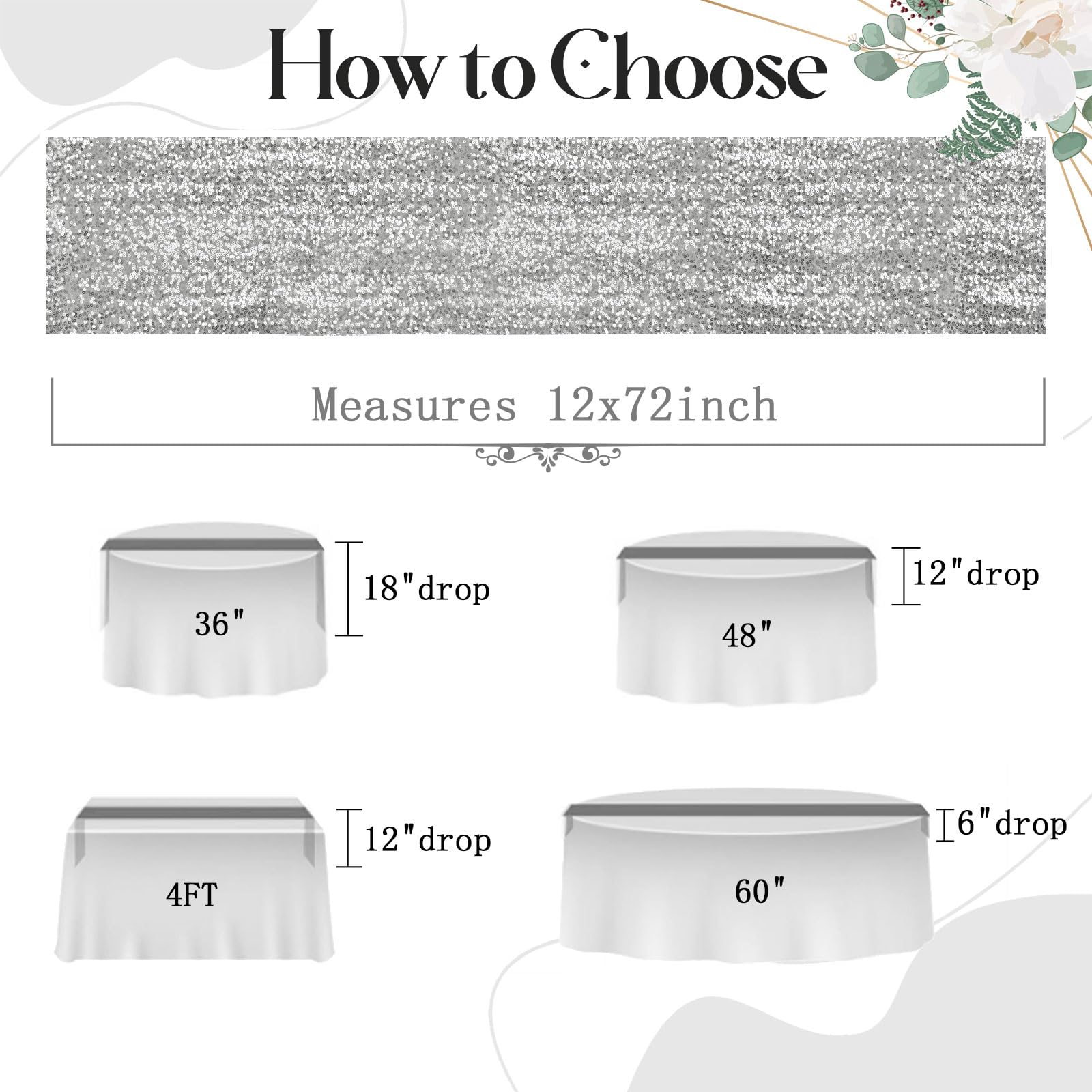 Aormenzy wedding banquet table setup with silver runners for elegance