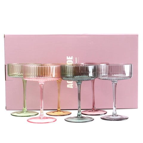 AOROTOE color ripple champagne coupe glass for elegant entertaining