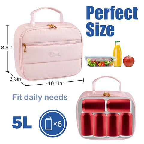 Aosbos compact lunch bag fits a main container and snacks