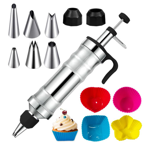 AOSHIDINGSHUO dessert syringe set with six piping tips for precise cake decorating.